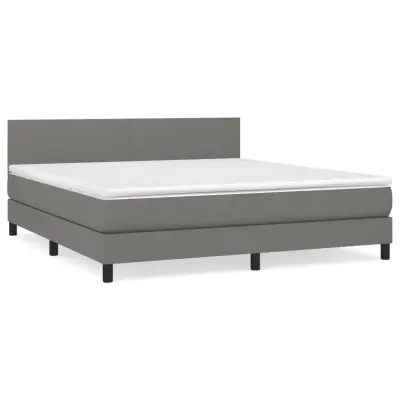 vidaXL Box spring postelja z vzmetnico temno siva 160x200 cm blago
