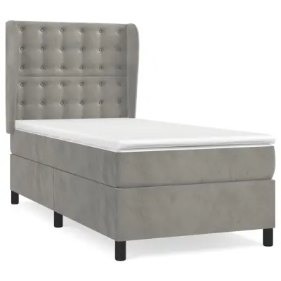 vidaXL Box spring postelja z vzmetnico svetlo siva 80x200 cm žamet