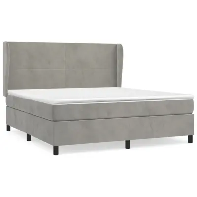 vidaXL Box spring postelja z vzmetnico svetlo siva 160x200 cm žamet