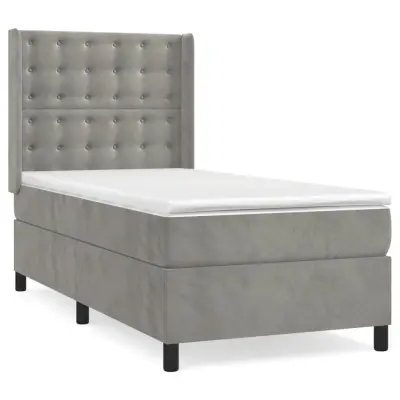 vidaXL Box spring postelja z vzmetnico svetlo siva 80x200 cm žamet