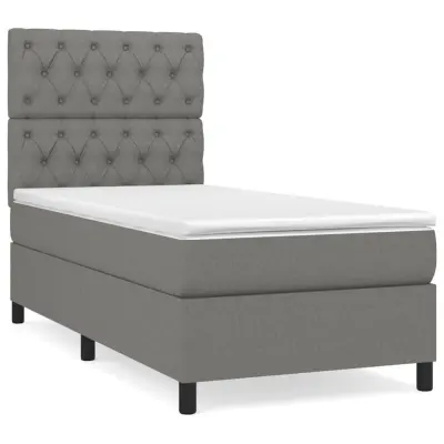 vidaXL Box spring postelja z vzmetnico temno siva 80x200 cm blago