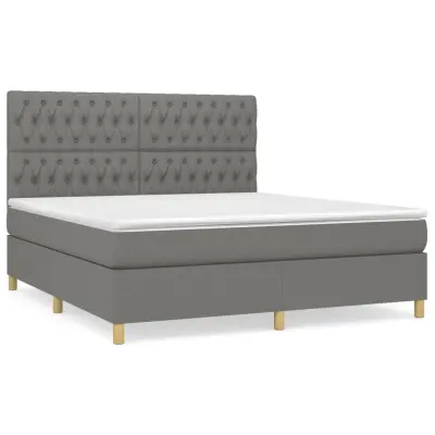 vidaXL Box spring postelja z vzmetnico temno siva 180x200 cm blago