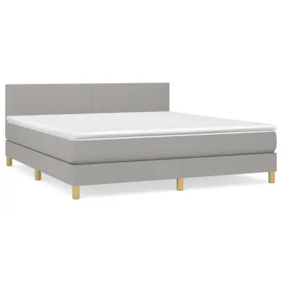 vidaXL Box spring postelja z vzmetnico svetlo siva 160x200 cm žamet