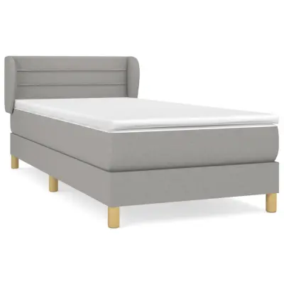 vidaXL Box spring postelja z vzmetnico svetlo siva 80x200 cm blago