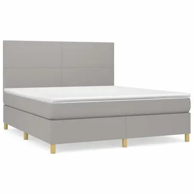 vidaXL Box spring postelja z vzmetnico svetlo siva 180x200 cm blago