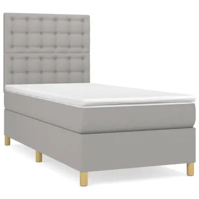 vidaXL Box spring postelja z vzmetnico svetlo siva 90x190 cm blago