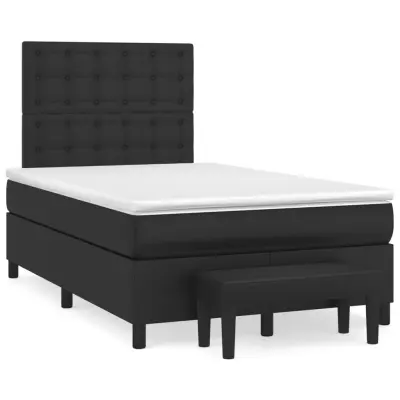 vidaXL Box spring postelja z vzmetnico črna 120x200 cm umetno usnje