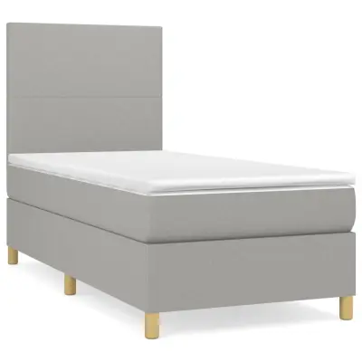 vidaXL Box spring postelja z vzmetnico svetlo siva 80x200 cm blago