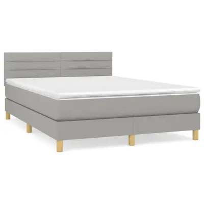 vidaXL Box spring posteljni z vzmetnico svetlo siv 140x190 cm blago