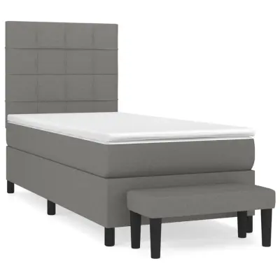 vidaXL Box spring postelja z vzmetnico temno siva 80x200 cm blago