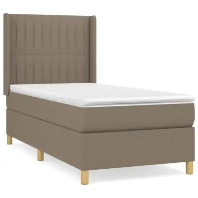 vidaXL Box spring postelja z vzmetnico taupe 90x200 cm blago