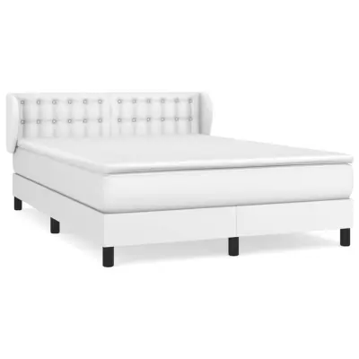 vidaXL Box spring postelja z vzmetnico bel 140x190 cm umetno usnje
