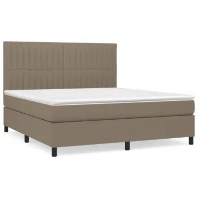 vidaXL Box spring postelja z vzmetnico taupe 180x200 cm blago