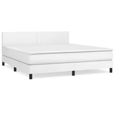 vidaXL Box spring postelja z vzmetnico bela 180x200 cm umetno usnje