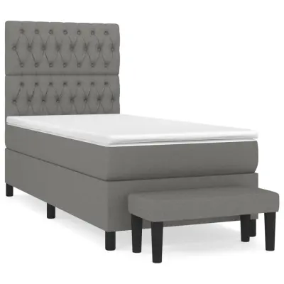 vidaXL Box spring postelja z vzmetnico temno siva 90x190 cm blago