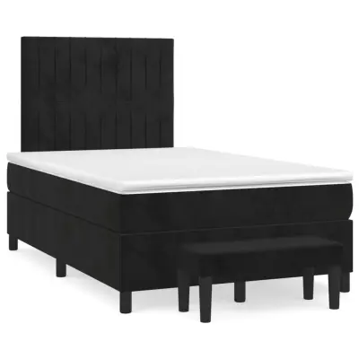vidaXL Box spring postelja z vzmetnico črna 120x200 cm žamet