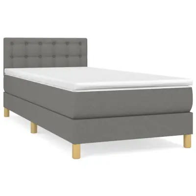 vidaXL Box spring postelja z vzmetnico temno siva 90x200 cm blago