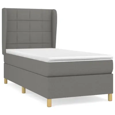 vidaXL Box spring postelja z vzmetnico temno siva 90x190 cm blago