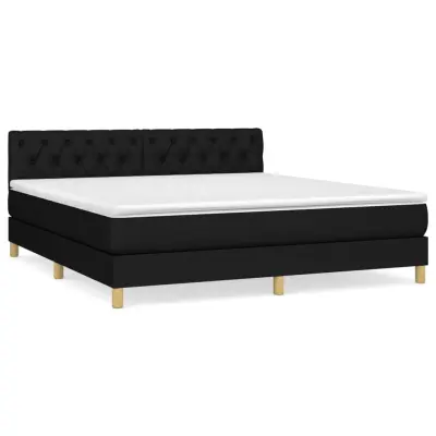 vidaXL Box spring postelja z vzmetnico črna 160x200 cm blago