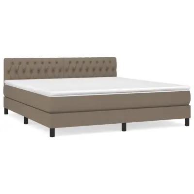 vidaXL Box spring postelja z vzmetnico taupe 180x200 cm blago