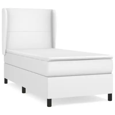vidaXL Box spring postelja z vzmetnico bela 90x200 cm umetno usnje
