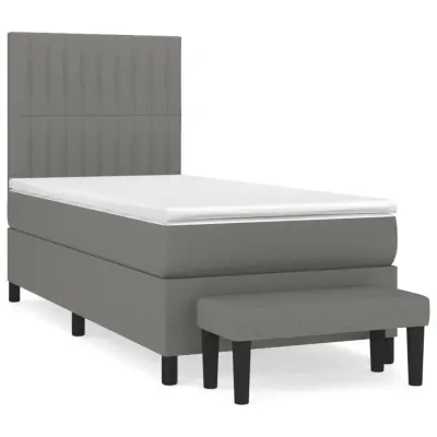vidaXL Box spring postelja z vzmetnico temno siva 90x190 cm blago