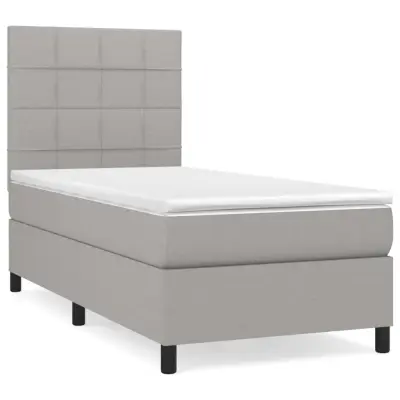 vidaXL Box spring postelja z vzmetnico svetlo siva 80x200 cm blago