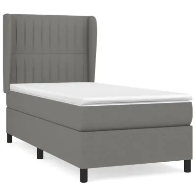 vidaXL Box spring postelja z vzmetnico temno siva 90x190 cm blago