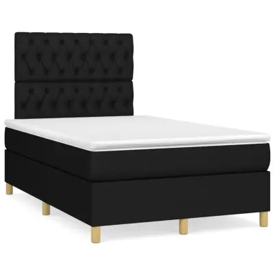 vidaXL Box spring postelja z vzmetnico črn 120x200 cm blago
