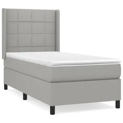 vidaXL Box spring postelja z vzmetnico svetlo siva 80x200 cm blago