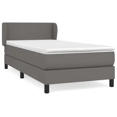 vidaXL Box spring postelja z vzmetnico siva 80x200 cm umetno usnje