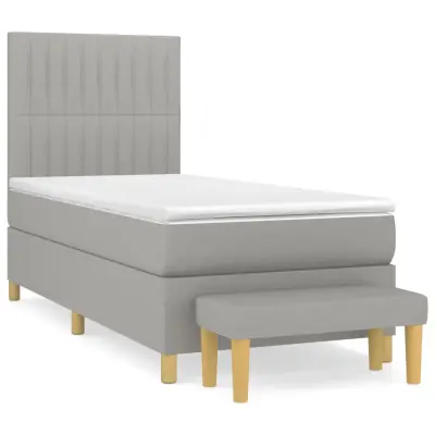 vidaXL Box spring postelja z vzmetnico svetlo siva 90x190 cm blago