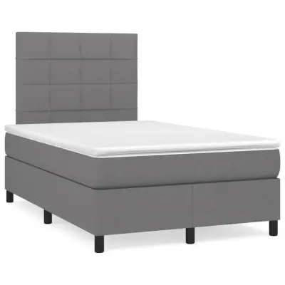 vidaXL Box spring postelja z vzmetnico temno siva 120x200 cm blago