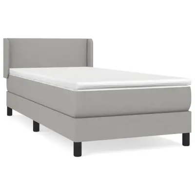 vidaXL Box spring postelja z vzmetnico svetlo siva 90x190 cm blago