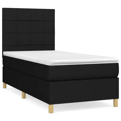 vidaXL Box spring postelja z vzmetnico črn 90x190 cm blago