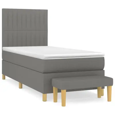 vidaXL Box spring postelja z vzmetnico temno siva 90x200 cm blago