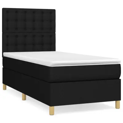 vidaXL Box spring postelja z vzmetnico črn 90x190 cm blago