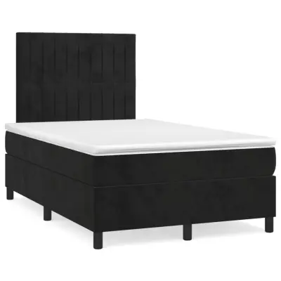 vidaXL Box spring postelja z vzmetnico črna 120x200 cm žamet