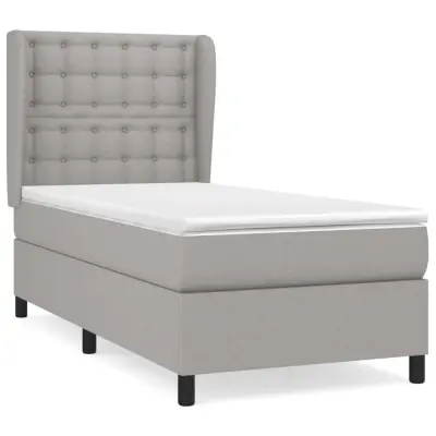 vidaXL Box spring postelja z vzmetnico svetlo siva 90x190 cm blago