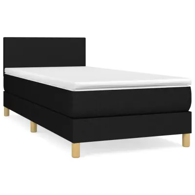 vidaXL Box spring postelja z vzmetnico črn 90x190 cm blago