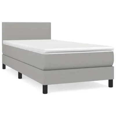 vidaXL Box spring postelja z vzmetnico svetlo siva 80x200 cm blago