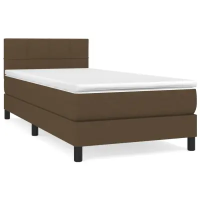 vidaXL Box spring postelja z vzmetnico temno rjav 90x190 cm blago