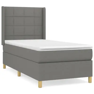 vidaXL Box spring postelja z vzmetnico temno siva 90x190 cm blago