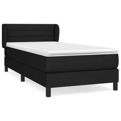 vidaXL Box spring postelja z vzmetnico črna 90x200 cm blago
