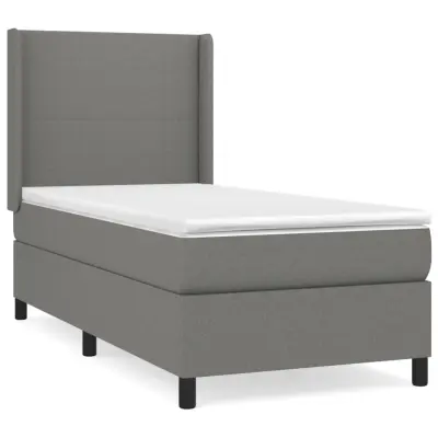vidaXL Box spring postelja z vzmetnico temno siva 100x200 cm blago