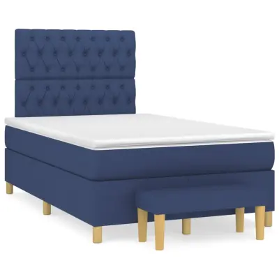 vidaXL Box spring postelja z vzmetnico moder 120x200 cm blago