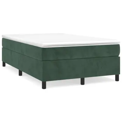 vidaXL Box spring postelja z vzmetnico temno zelena 120x200 cm žamet