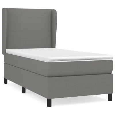 vidaXL Box spring postelja z vzmetnico temno siva 90x200 cm blago