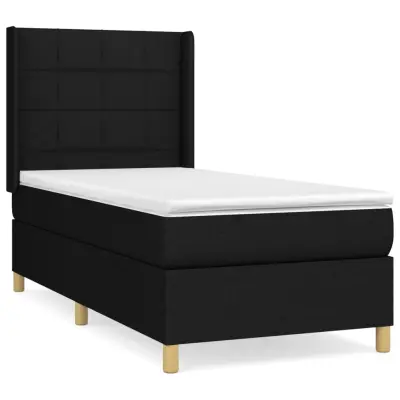 vidaXL Box spring postelja z vzmetnico črn 90x190 cm blago