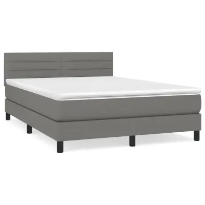 vidaXL Box spring postelja z vzmetnico temno siva 140x200 cm blago
